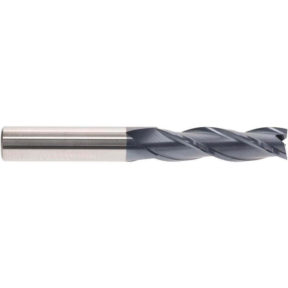 Hertel 750460 Square End Mill: 5/8" Dia, 3 Flutes, 2-1/4" LOC, Solid Carbide, 30 ° Helix Image