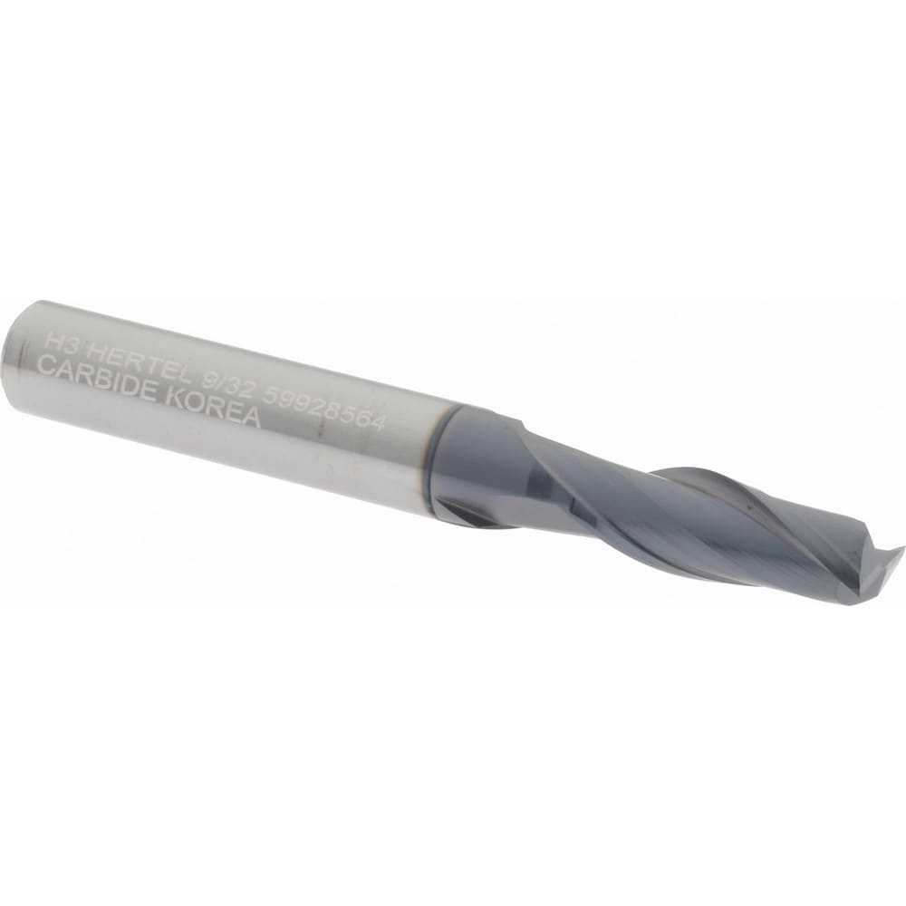 Hertel 750860 Square End Mill: 9/32 Dia, 3/4 LOC, 5/16 Shank Dia, 2-1/2 OAL, 2 Flutes, Solid Carbide Image