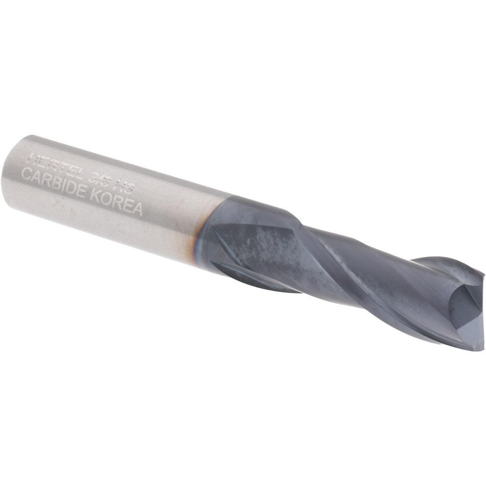 Hertel 750456 Square End Mill: 3/8 Dia, 7/8 LOC, 3/8 Shank Dia, 2-1/2 OAL, 2 Flutes, Solid Carbide Image