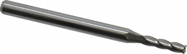 Square End Mill: 0.0787'' Dia, 0.3543'' LOC, 4 Flutes, Solid Carbide