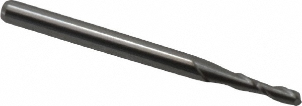 Square End Mill: 0.0787'' Dia, 0.2756'' LOC, 2 Flutes, Solid Carbide