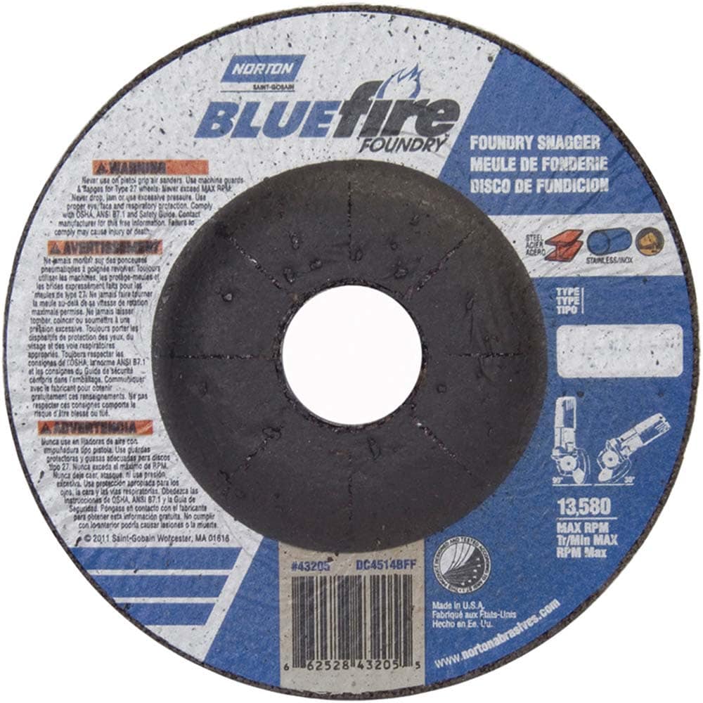Depressed Center Wheel: Type 27, 4-1/2" Dia, Silicon Carbide Blend & Zirconia Alumina