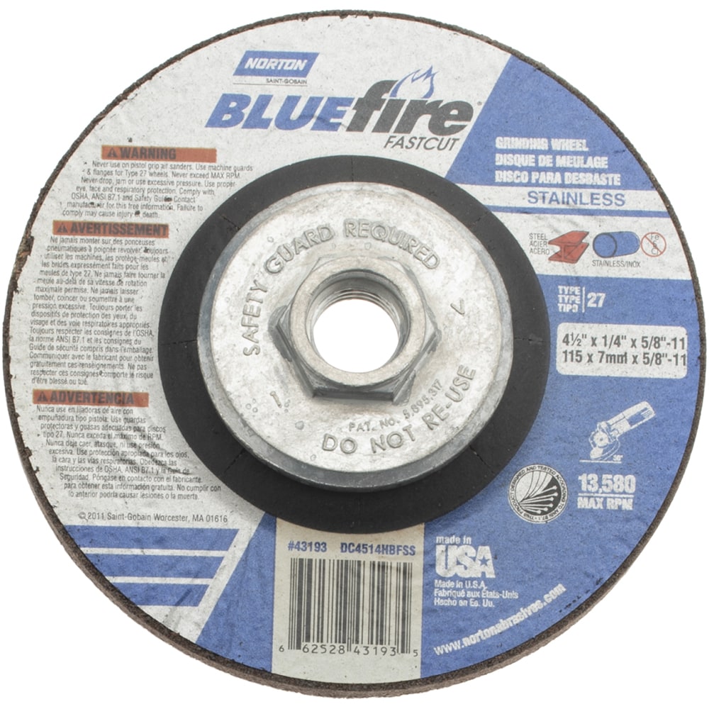 Norton - Depressed-Center Wheel: Type 27, 4-1/2