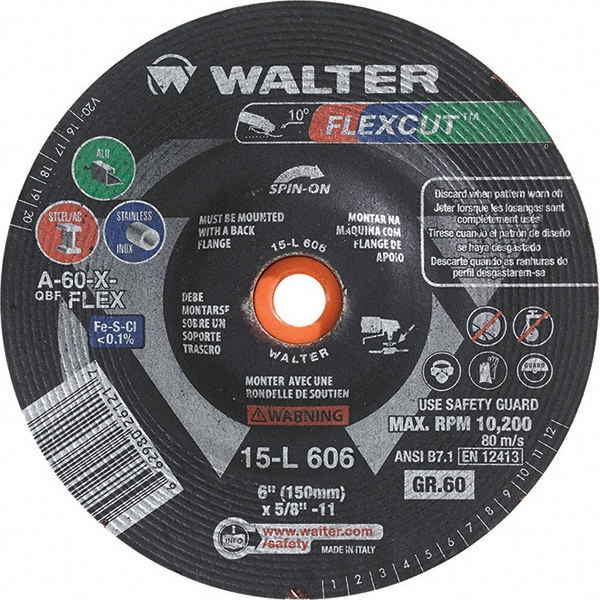 WALTER Surface Technologies Surface Grinding Wheel 6" Dia, " Hole