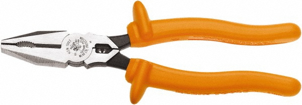 Klein Tools 8-7/8" OAL, 45mm Jaw Length, Side Cutting Pliers - Crosshatch Knurled Jaw, Steel w/ Cushion Grip Handles | Part #12098-INS