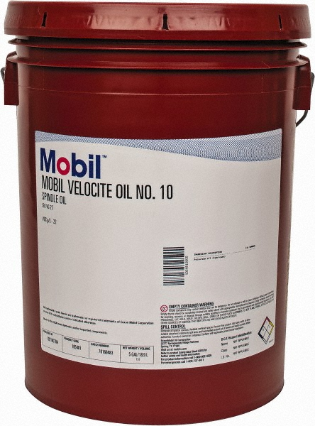 Mobil Velocite Oil Numbered Spindle Machine Oil: 5 gal Pail, ISO 22 - Mineral