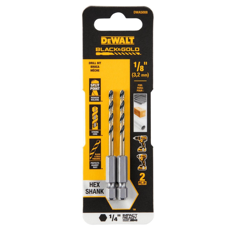 DeWALT - Mechanics Drill Bit: 135°, High-Speed Steel, Hex Shank, Split ...