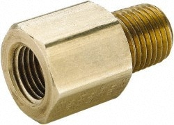 Industrial Pipe Adapter: 3/8" Female Thread, 3/8" Male Thread, MNPTF x FBSPP