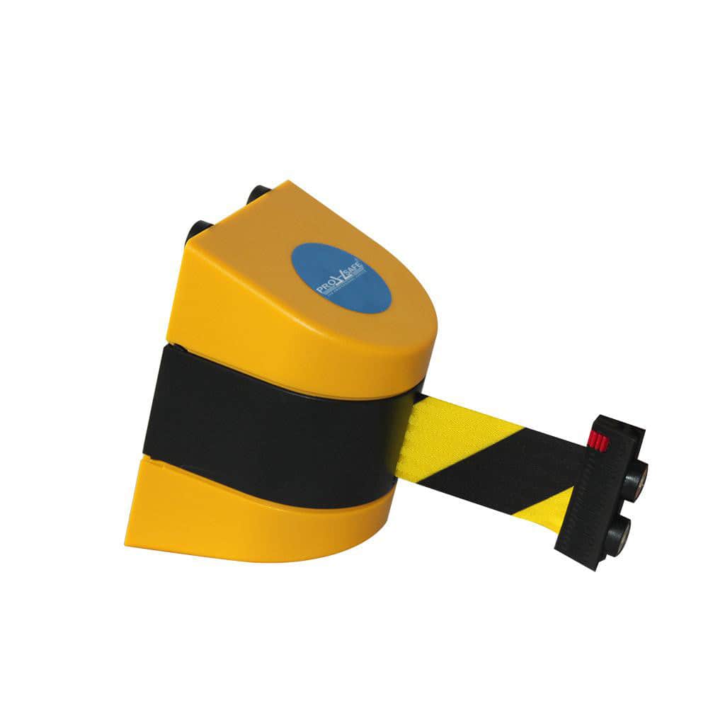 PRO-SAFE WUP-4.6-M-YB-YB Magnetic-Mount Retractable Belt Barrier: In-Ground Mount, Black & Yellow, 15 Belt Barrier Length 
