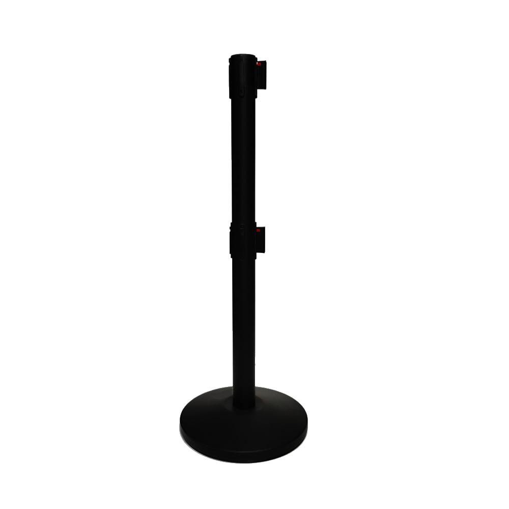 PRO-SAFE DBP-36CD-BK Retractable Belt Barrier Post: 7-1/2 Belt Length, Steel Post, Metal Base Image