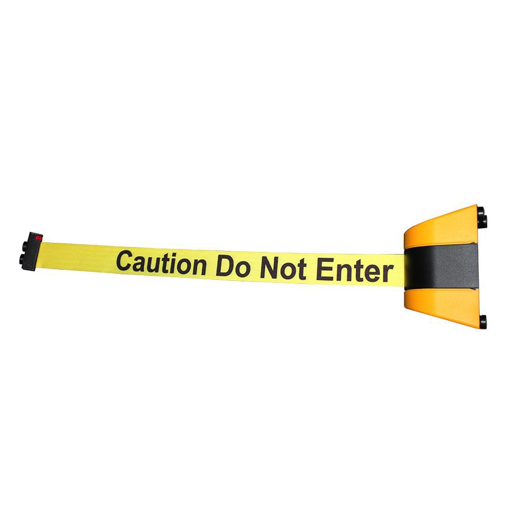 Magnetic-Mount Retractable Belt Barrier: In-Ground Mount, Black & Yellow, 33' Belt Barrier Length