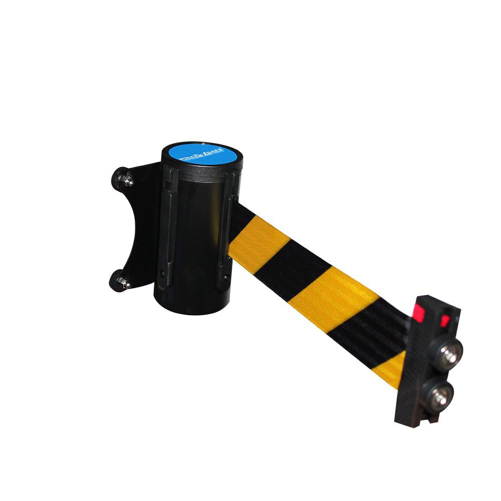 PRO-SAFE WB-2.3-M-YB-B Magnetic-Mount Retractable Belt Barrier: In-Ground Mount, Black, 7-1/2 Belt Barrier Length 