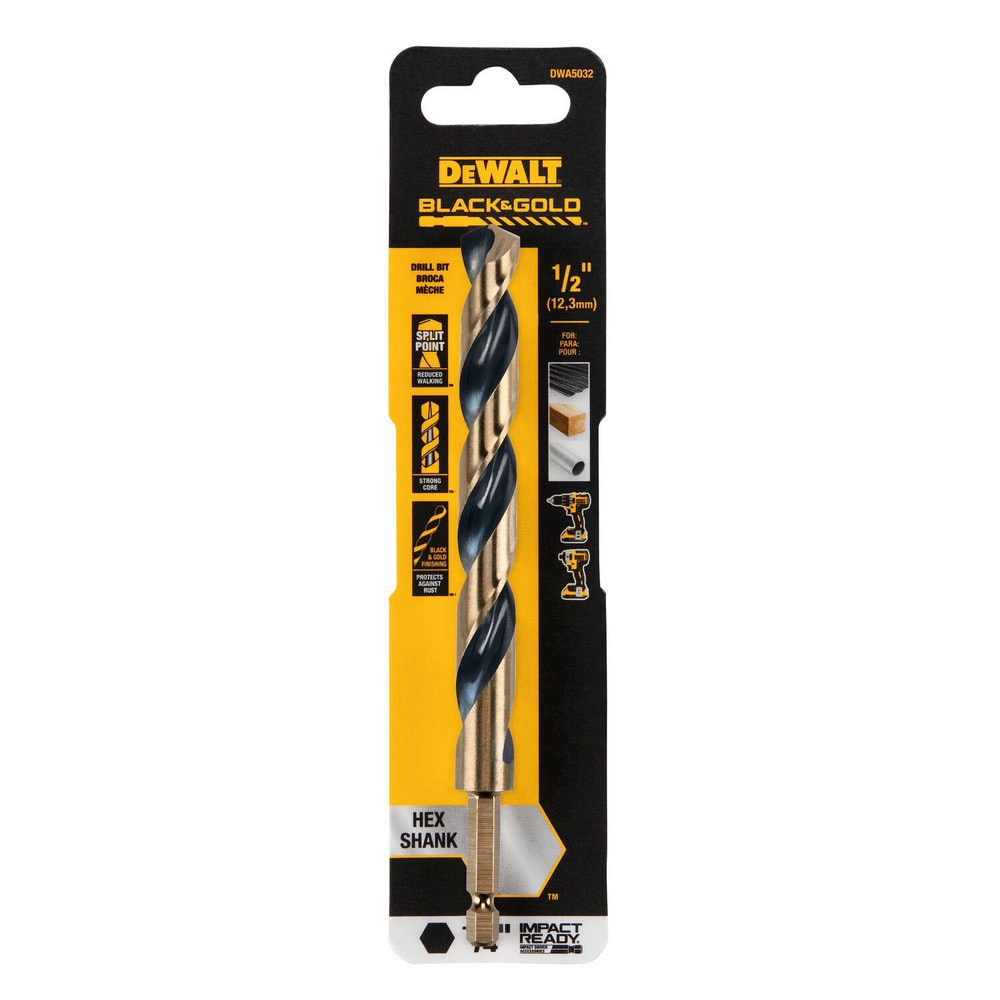 DeWALT - Mechanics Drill Bit: 135°, High-Speed Steel, Hex Shank, Split ...