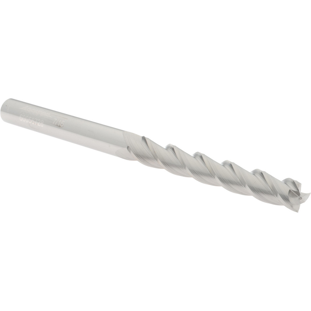 12182250 Square End Mill: 7/16 Dia, 3 LOC, 7/16 Shank Dia, 6 OAL, 3 Flutes, Solid Carbide  