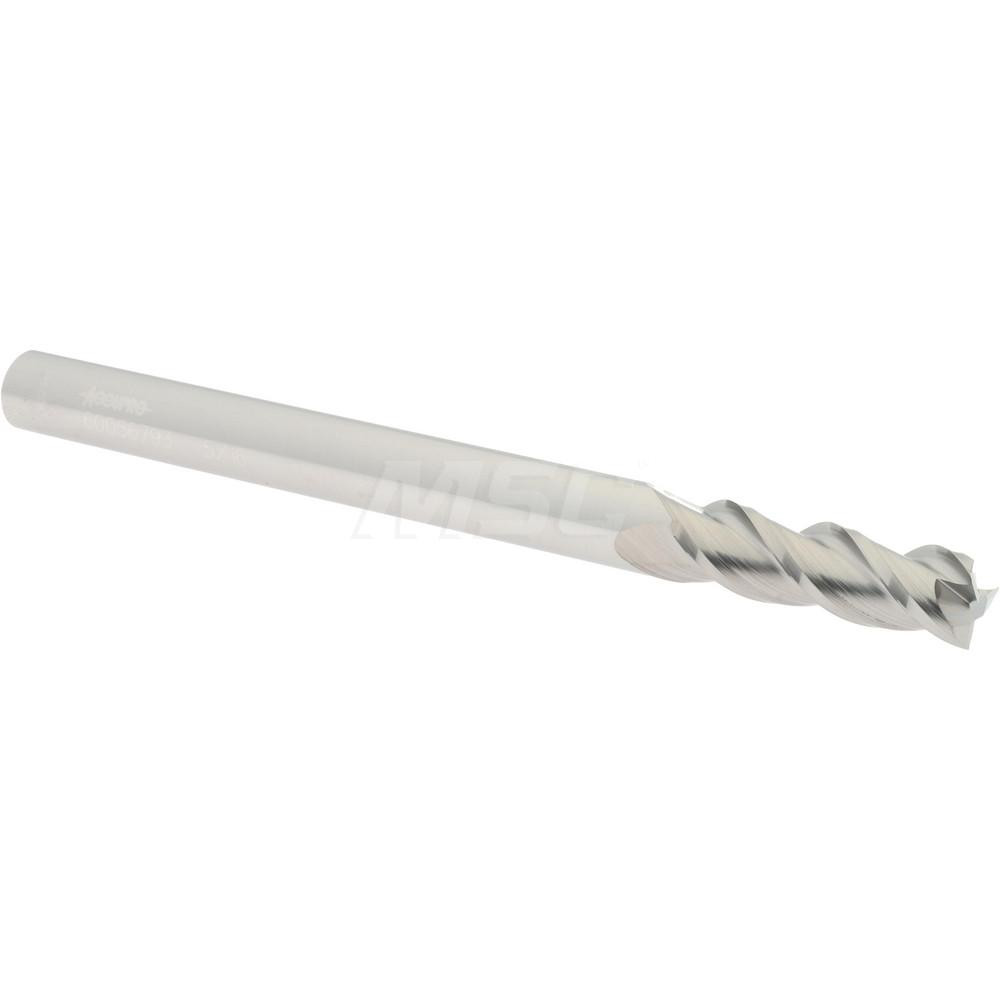 12182280 Square End Mill: 5/16 Dia, 1 LOC, 5/16 Shank Dia, 4 OAL, 3 Flutes, Solid Carbide  