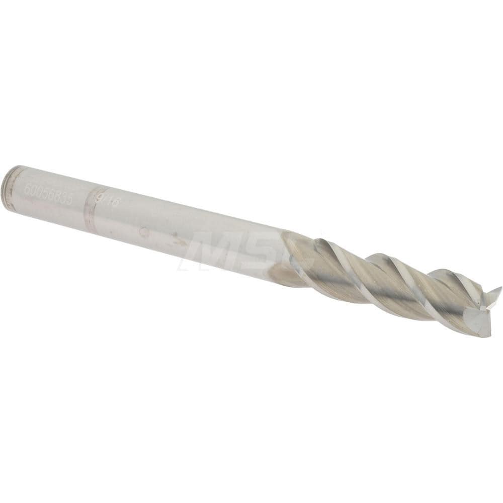 Accupro 12182292 Square End Mill: 9/16 Dia, 2 LOC, 9/16 Shank Dia, 6 OAL, 3 Flutes, Solid Carbide 