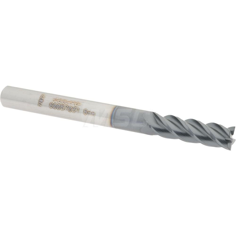 Accupro 12182450 Square End Mill: 0.2362 Dia, 0.748 LOC, 4 Flutes, Solid Carbide 