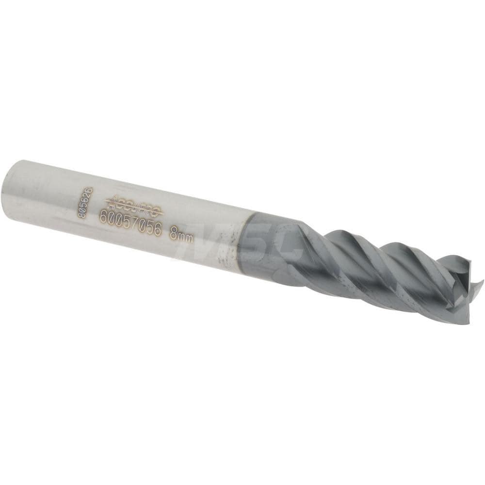 Accupro 12182516 Square End Mill: 0.315 Dia, 0.7874 LOC, 4 Flutes, Solid Carbide 