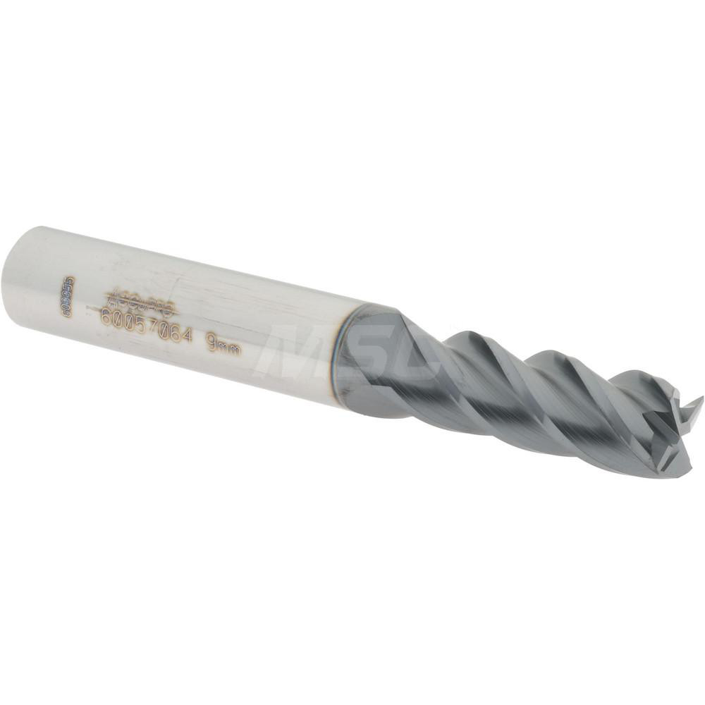 12182528 Square End Mill: 0.3543 Dia, 0.9843 LOC, 2-3/4 OAL, 4 Flutes, Solid Carbide  