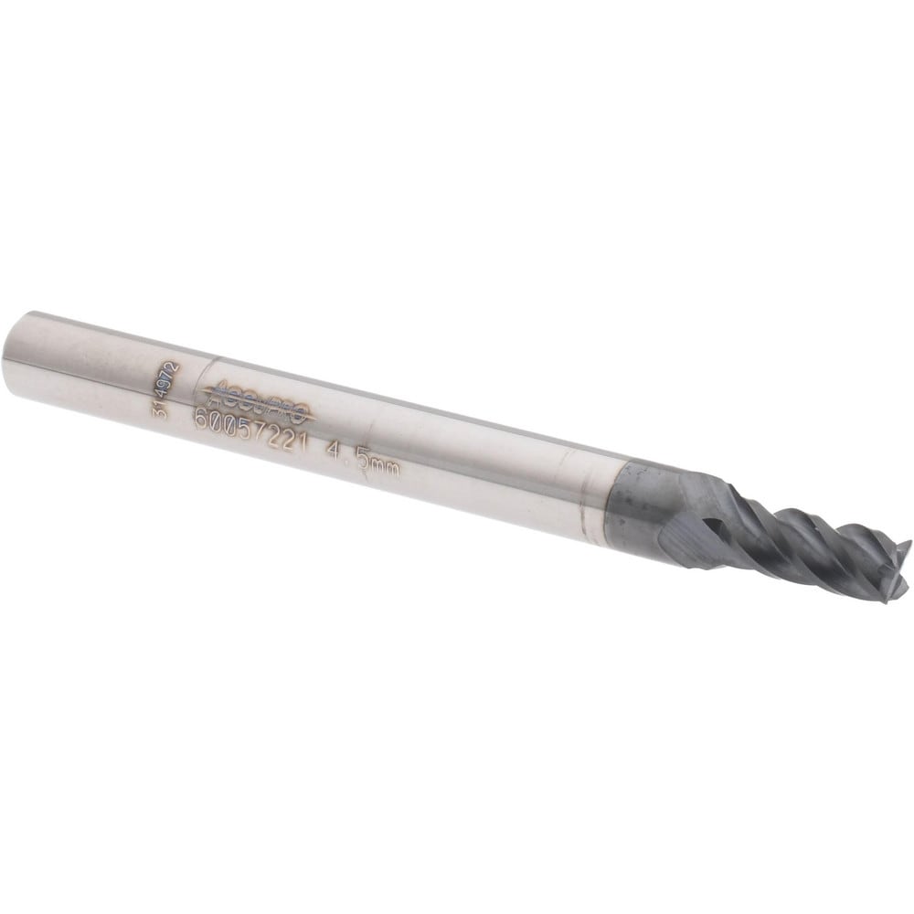 Accupro 12182753 Square End Mill: 0.1772 Dia, 0.374 LOC, 4 Flutes, Solid Carbide 