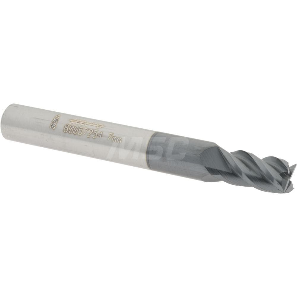 Accupro 12182822 Square End Mill: 0.2756 Dia, 0.4724 LOC, 4 Flutes, Solid Carbide 