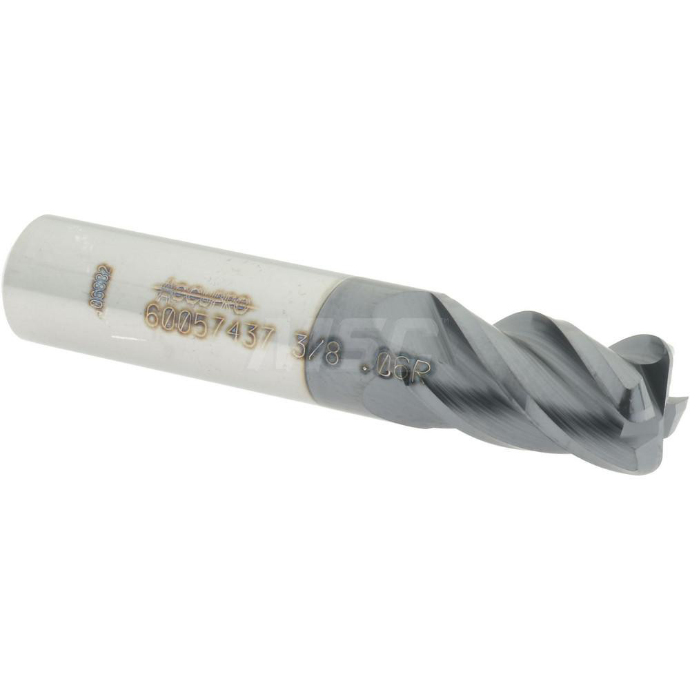 12182896 Corner Radius End Mill: 3/8" Dia, 5/8" LOC, 0.06" Radius, 4 Flutes, Solid Carbide  