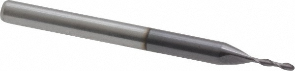 Accupro 12183895 Ball End Mill: 0.039" Dia, 0.1575" LOC, 2 Flute, Solid Carbide Image