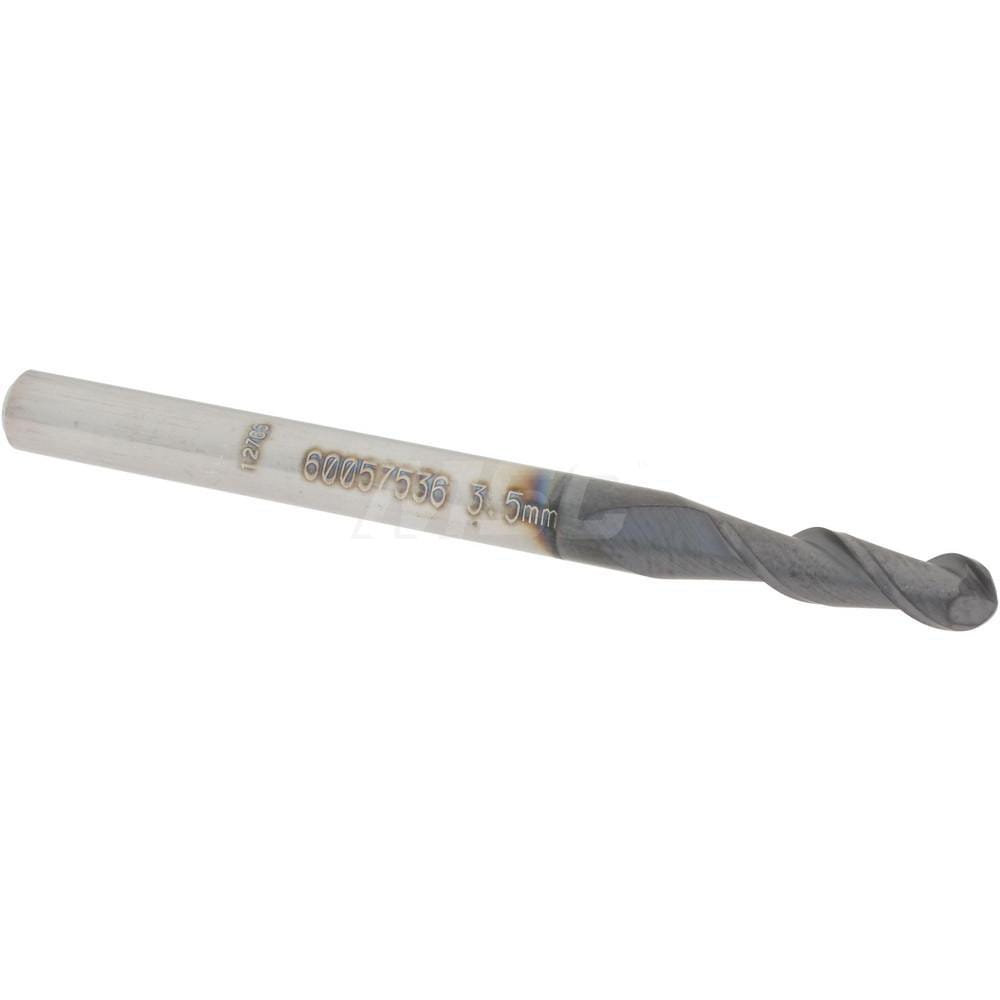 Ball End Mill: 0.138" Dia, 0.472" LOC, 2 Flute, Solid Carbide