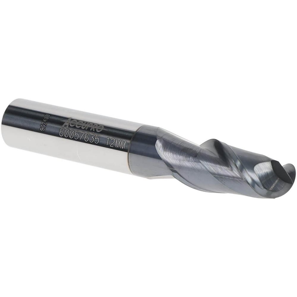 Ball End Mill: 0.4724" Dia, 0.984" LOC, 2 Flute, Solid Carbide