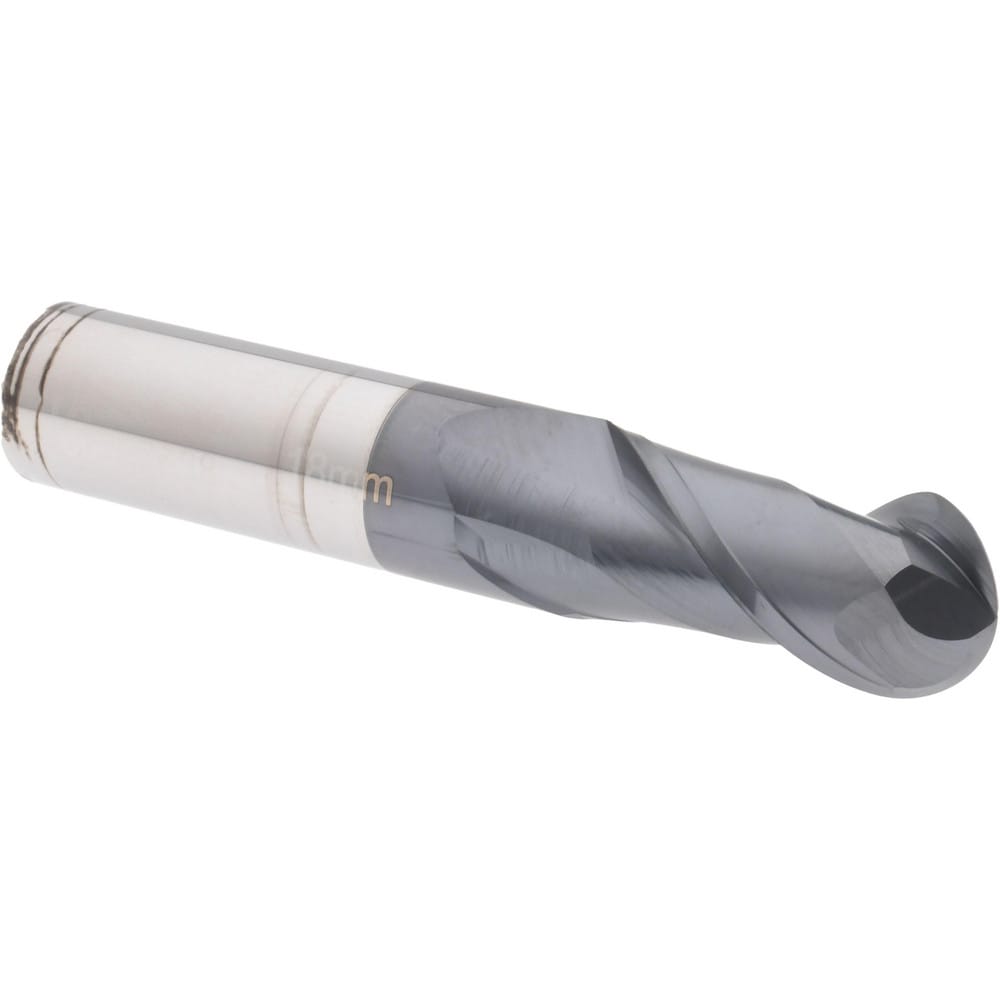 Ball End Mill: 0.709" Dia, 1.4961" LOC, 2 Flute, Solid Carbide