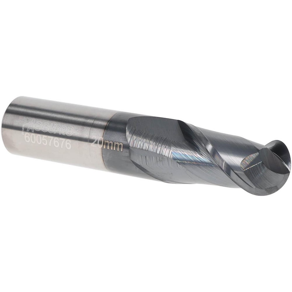 Ball End Mill: 0.787" Dia, 1.4961" LOC, 2 Flute, Solid Carbide
