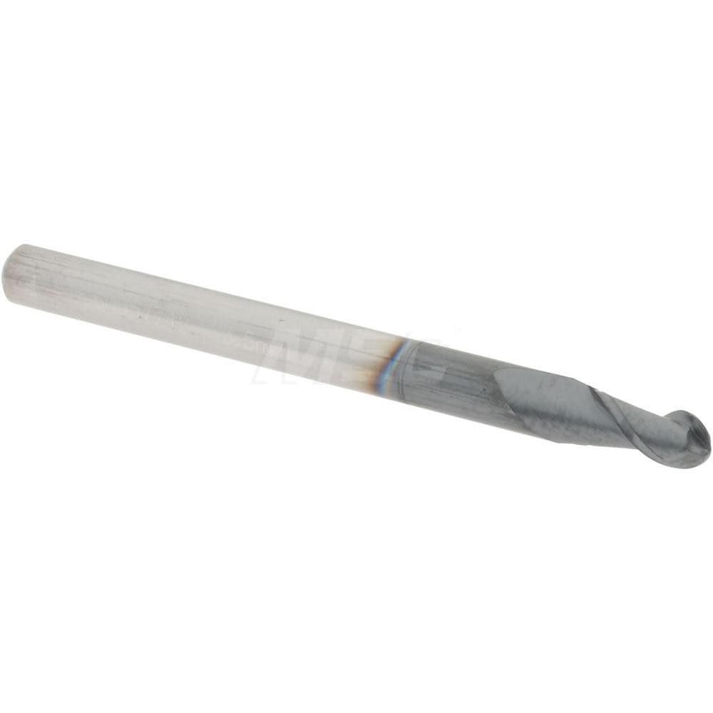 Ball End Mill: 0.138" Dia, 0.2756" LOC, 2 Flute, Solid Carbide
