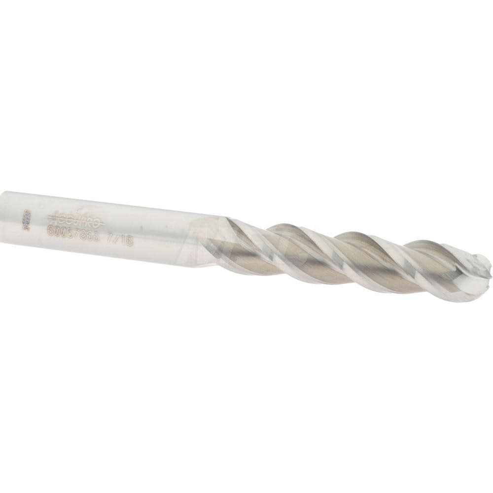 Accupro 12184445 Ball End Mill: 0.4375" Dia, 2" LOC, 3 Flute, Solid Carbide 