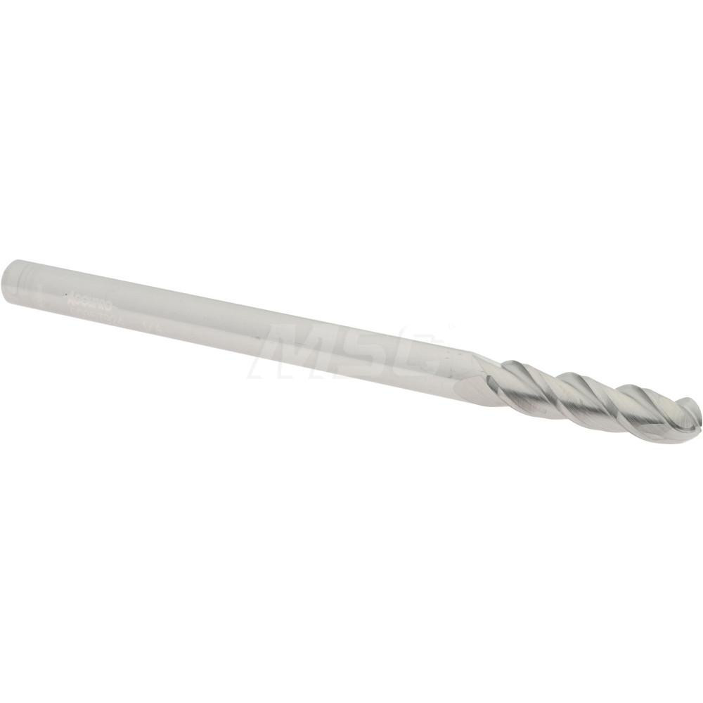 12184499 Ball End Mill: 0.25" Dia, 1" LOC, 3 Flute, Solid Carbide  