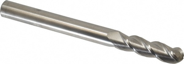 Accupro 12184514 Ball End Mill: 0.5625" Dia, 2" LOC, 3 Flute, Solid Carbide 