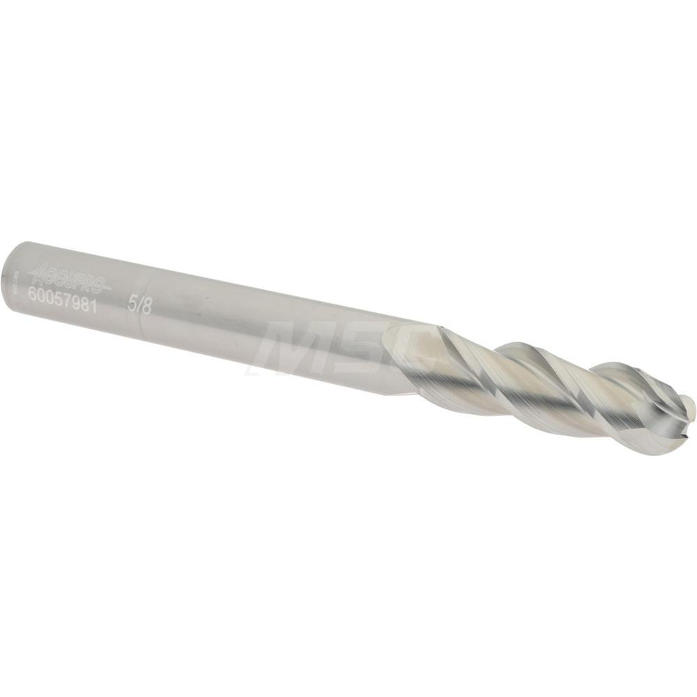 Accupro 12184517 Ball End Mill: 0.625" Dia, 2" LOC, 3 Flute, Solid Carbide Image