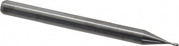 Ball End Mill: 0.025" Dia, 0.075" LOC, 2 Flute, Solid Carbide