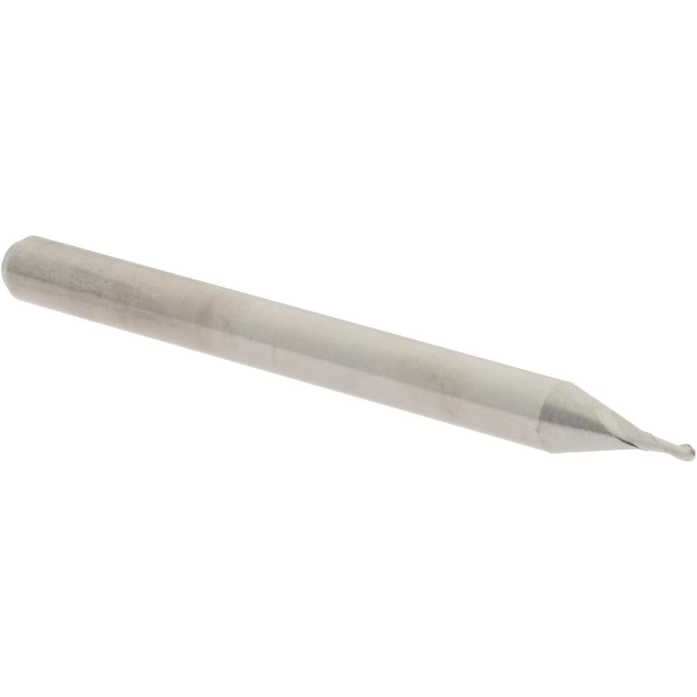 Ball End Mill: 0.03" Dia, 0.09" LOC, 2 Flute, Solid Carbide