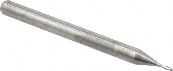 Ball End Mill: 0.0313" Dia, 0.0938" LOC, 2 Flute, Solid Carbide