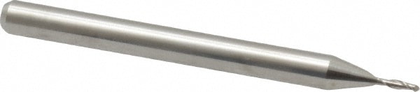 Ball End Mill: 0.035" Dia, 0.105" LOC, 2 Flute, Solid Carbide