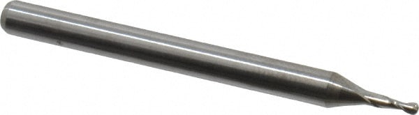 Ball End Mill: 0.0450" Dia, 0.1350" LOC, 2 Flute, Solid Carbide