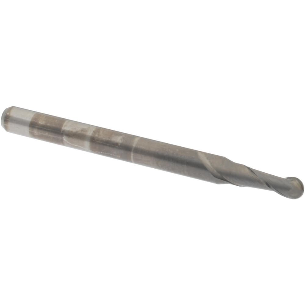 Ball End Mill: 0.095" Dia, 0.285" LOC, 2 Flute, Solid Carbide