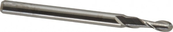 Ball End Mill: 0.1" Dia, 0.3" LOC, 2 Flute, Solid Carbide