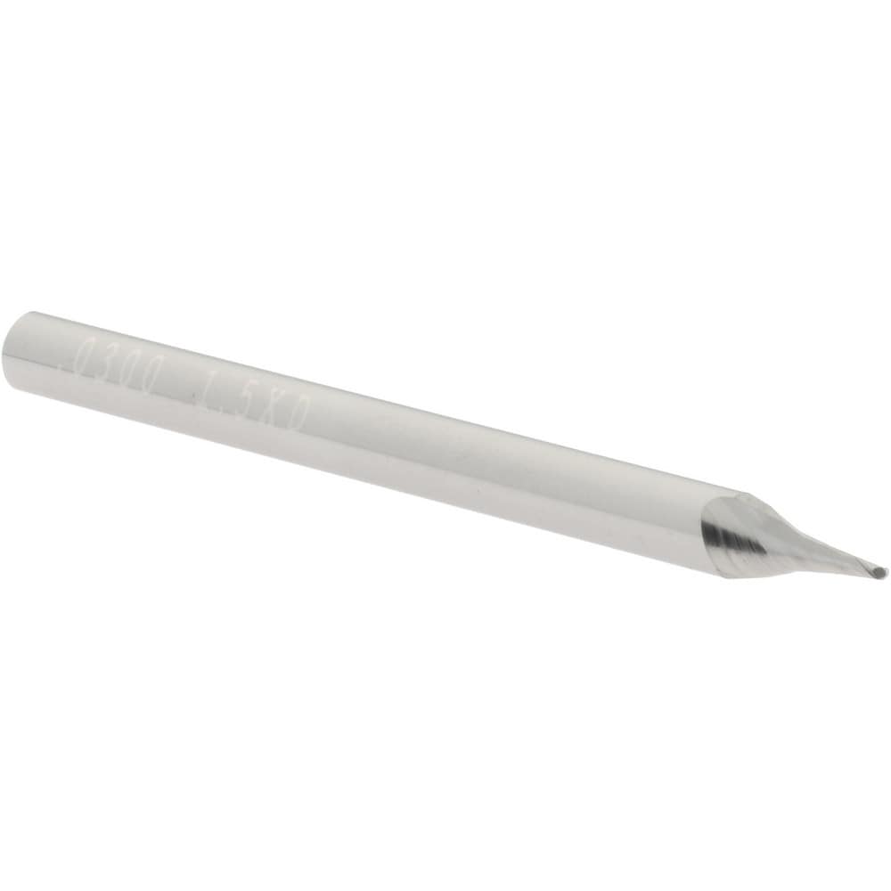 Ball End Mill: 0.03" Dia, 0.045" LOC, 2 Flute, Solid Carbide