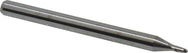 Ball End Mill: 0.045" Dia, 0.068" LOC, 2 Flute, Solid Carbide