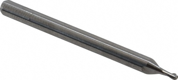 Ball End Mill: 0.05" Dia, 0.075" LOC, 2 Flute, Solid Carbide