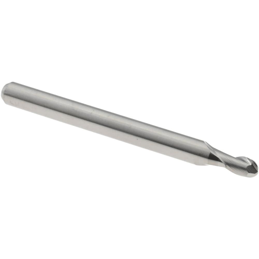 Ball End Mill: 0.0950" Dia, 0.1430" LOC, 2 Flute, Solid Carbide