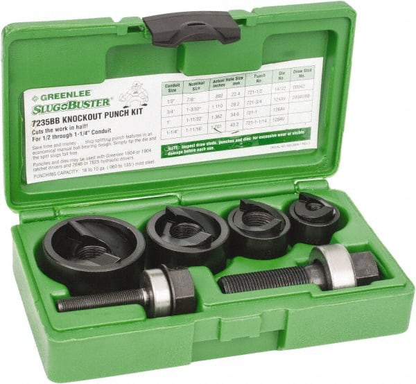 6 Piece, 1/2 to 1-1/4" Punch Hole Diam, Knockout Set