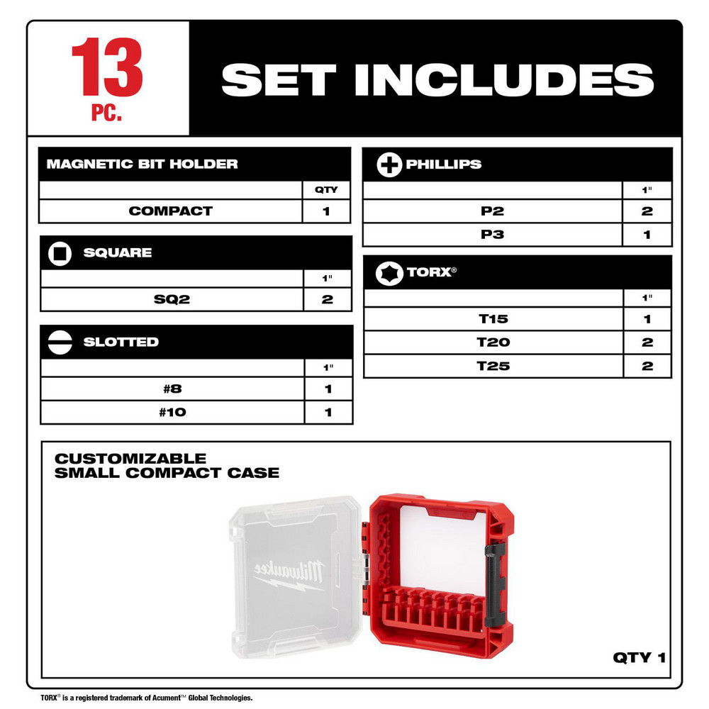 Milwaukee Tool - Power Screwdriver Bit Set Hex: 13 Pc, 1/4" Drive | MSC ...