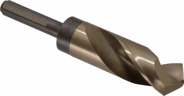 Reduced Shank Drill Bit: 1-1/8'' Dia, 1/2'' Shank Dia, 118 °, Cobalt